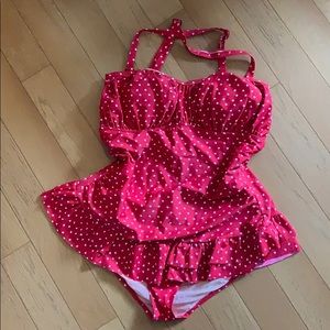 Torrid Red and White Heart Swimsuit